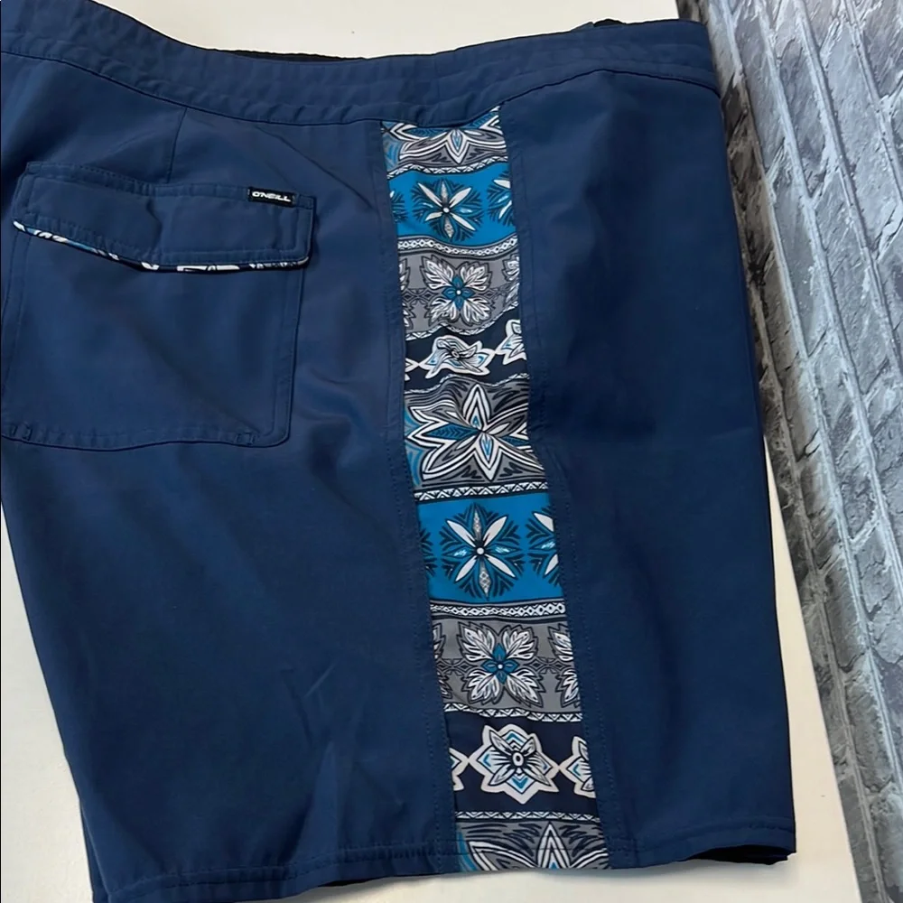 O'Neill Blue Board Shorts with Patterned‎ Stripe